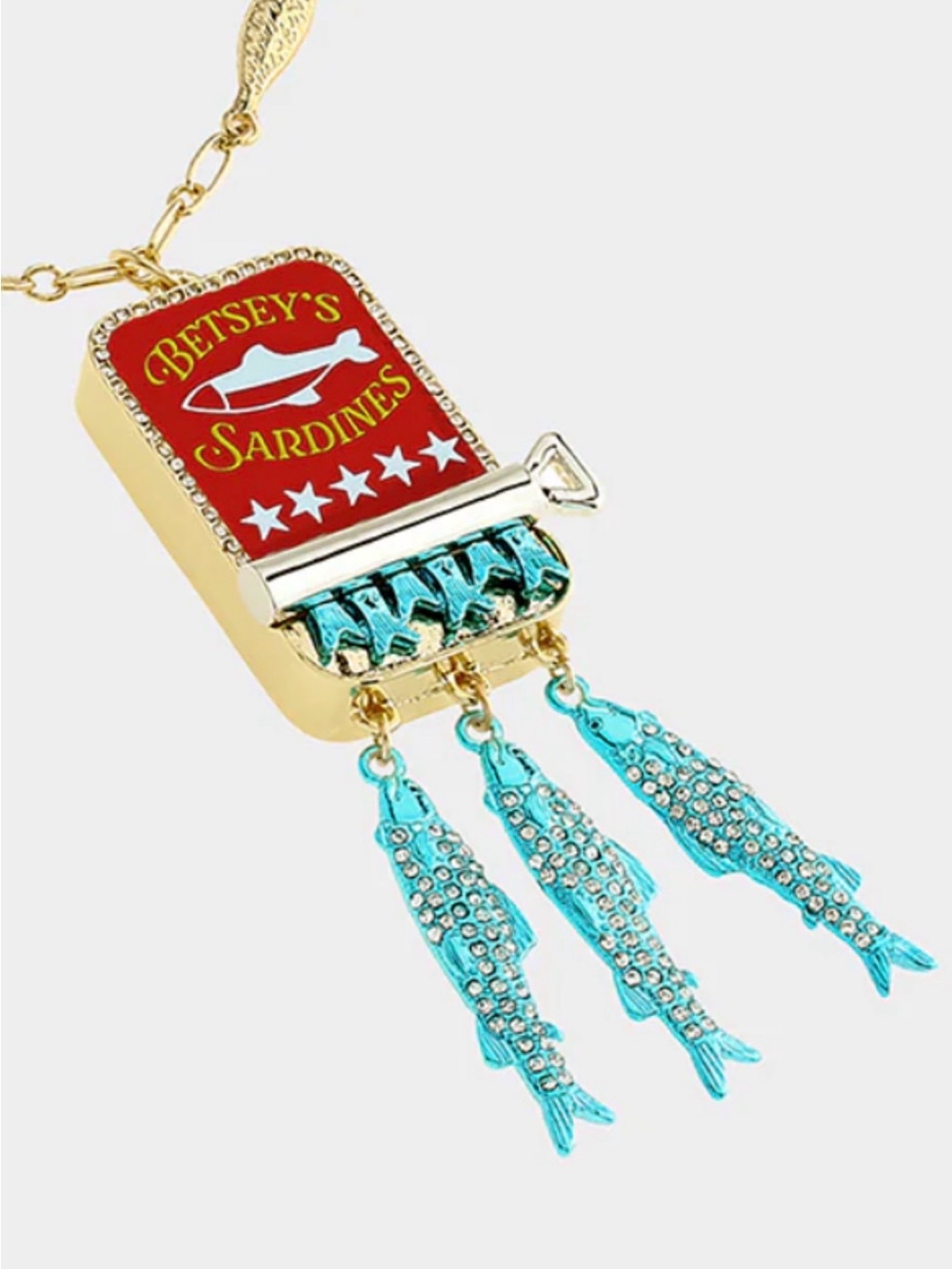 BETSEY JOHNSON SARDINES LONG PENDANT NECKLACE - NWT